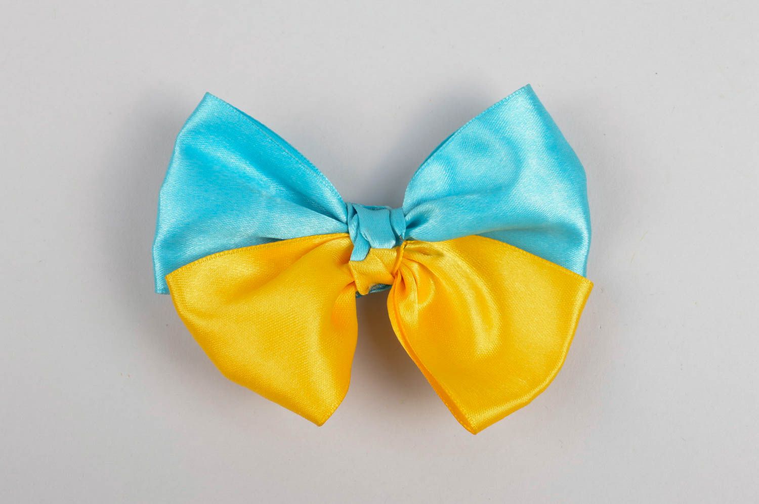 Gelb blaue Haarspange Schleife handmade Designer Schmuck Accessoire für Mädchen foto 5