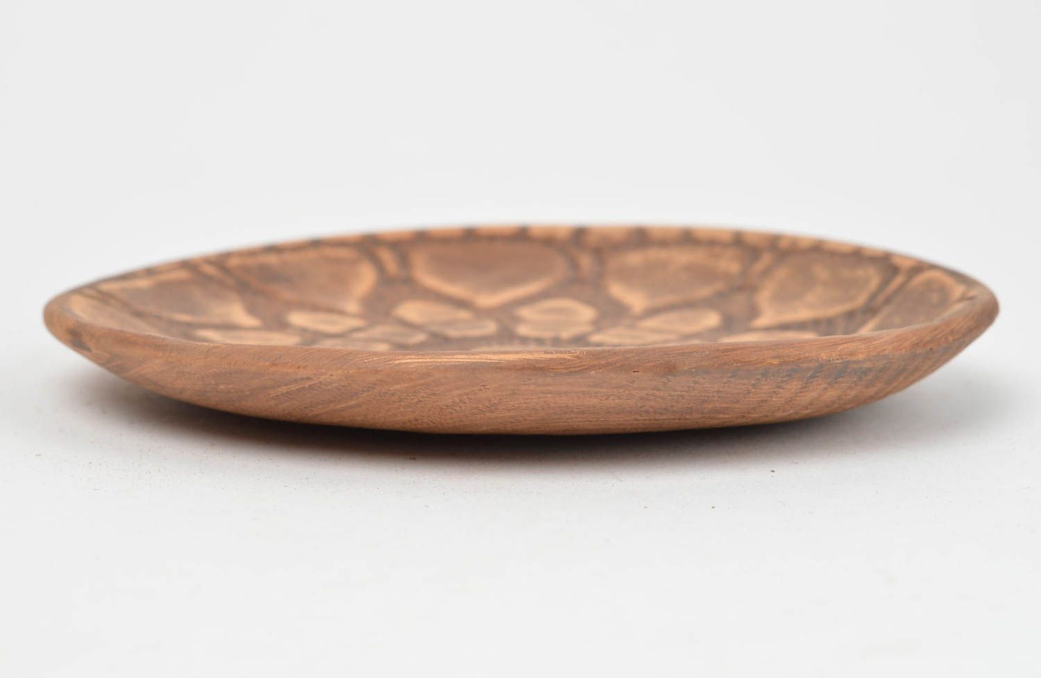 Soucoupe en céramique faite main marron ronde avec motifs originaux vaisselle photo 3