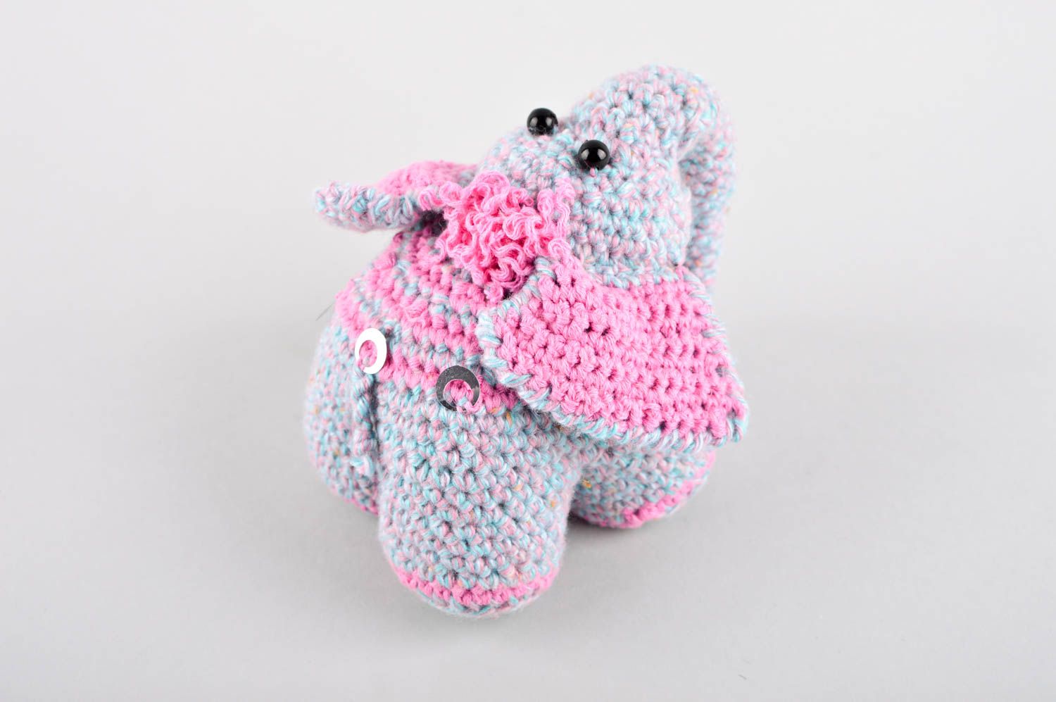 Elefant Kuscheltier Spielsache für Kinder handgemachtes Kuscheltier rosa grau foto 4