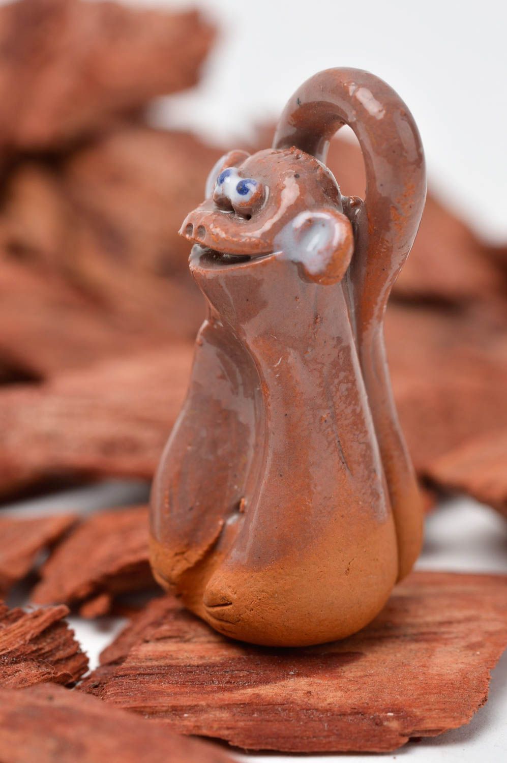 Фигурка ручной работы фигурка из глины статуэтка для декора коричневая обезьянка фото 2