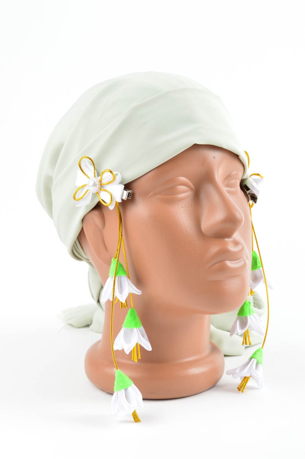 Haarspangen Blumen handmade Mode Schmucke 2 Stück Accessoires für Haare in Weiß foto 4
