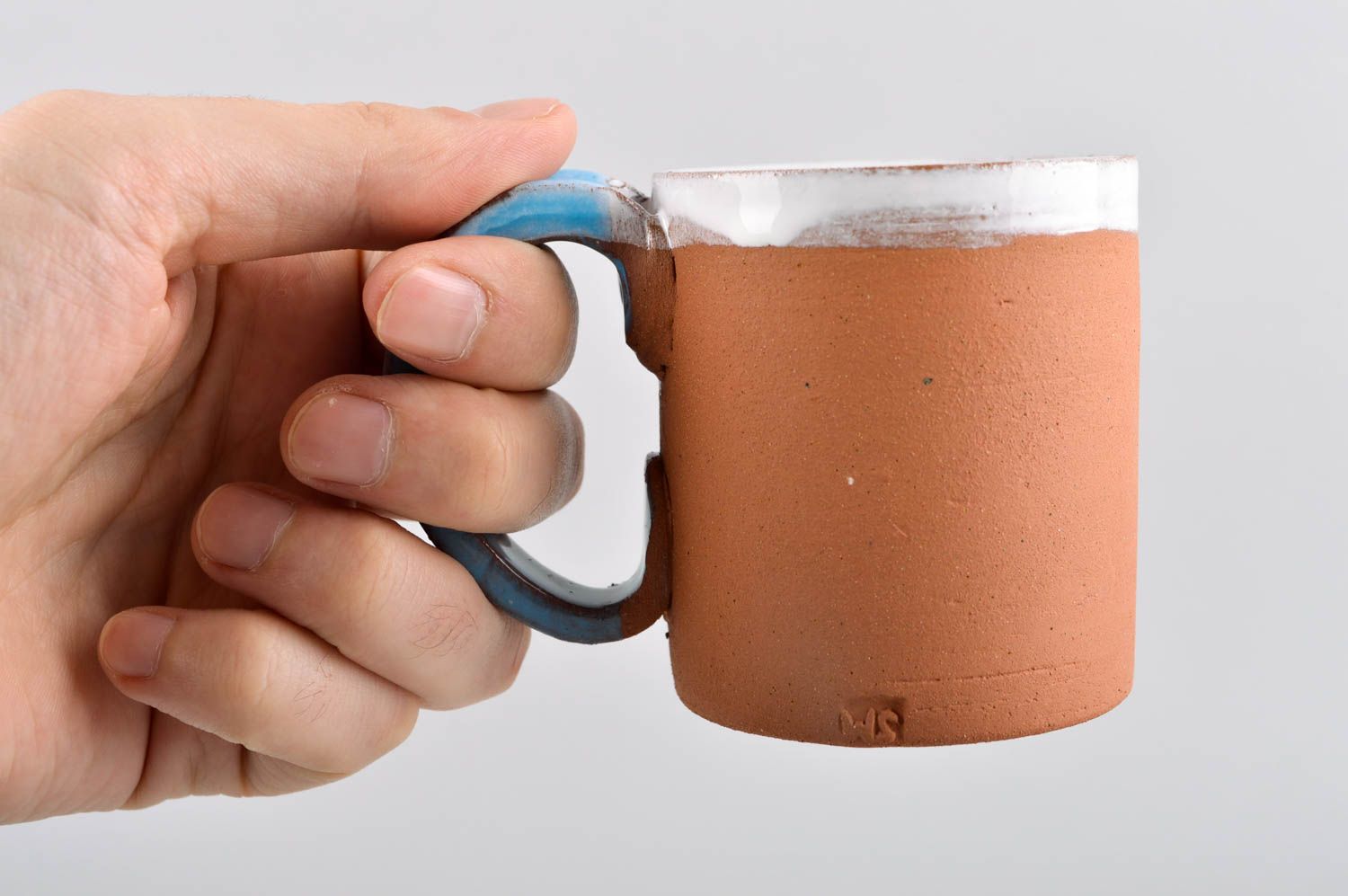 Taza para café hecha a mano color marrón utensilio de cocina regalo original foto 5