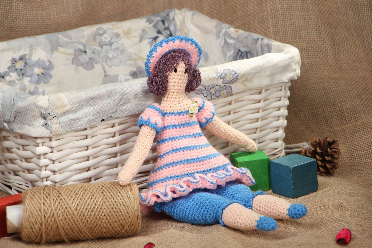 Crochet doll in hat photo 5
