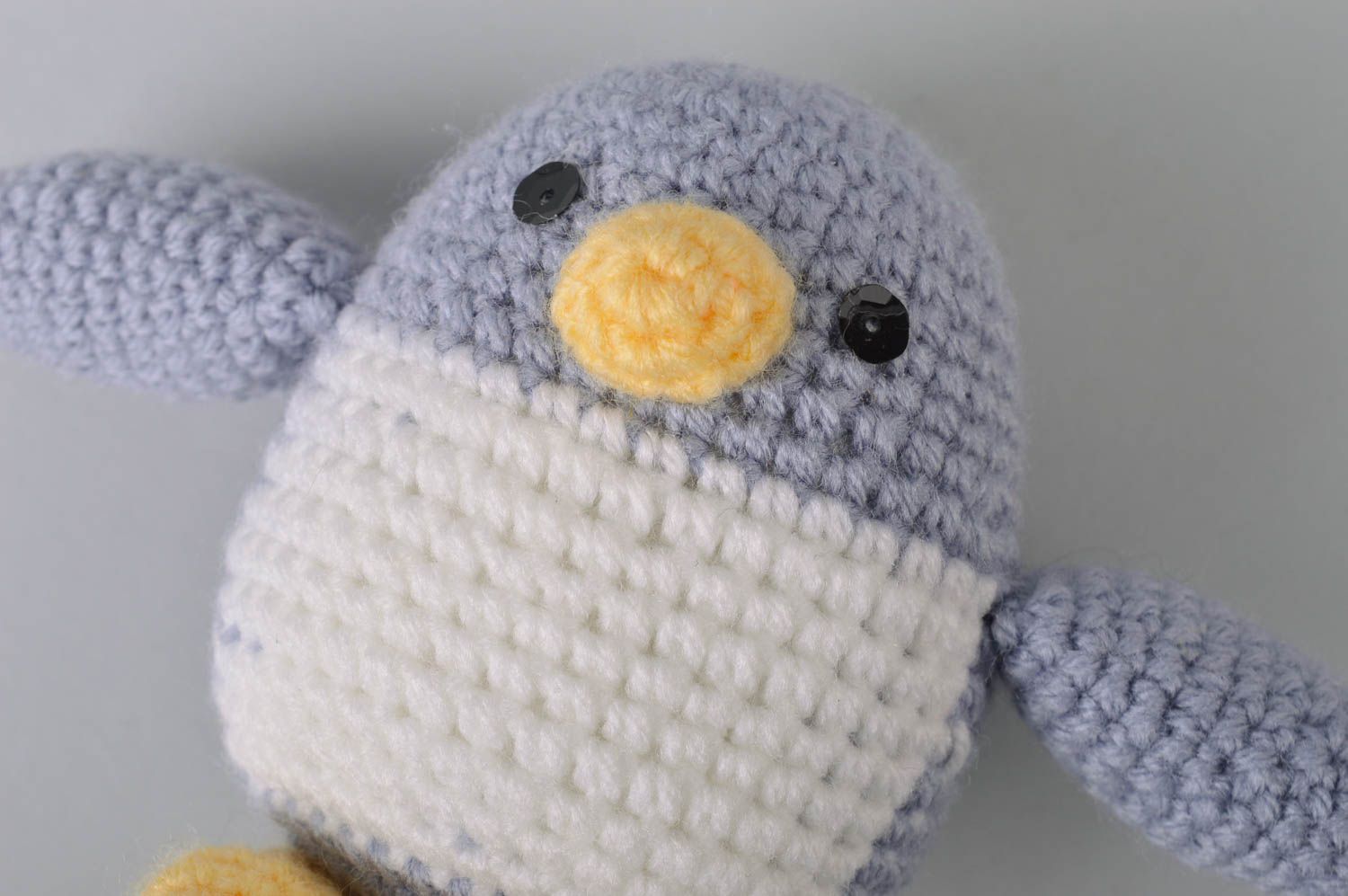 Soft stylish handmade toy crocheted blue small penguin  photo 4