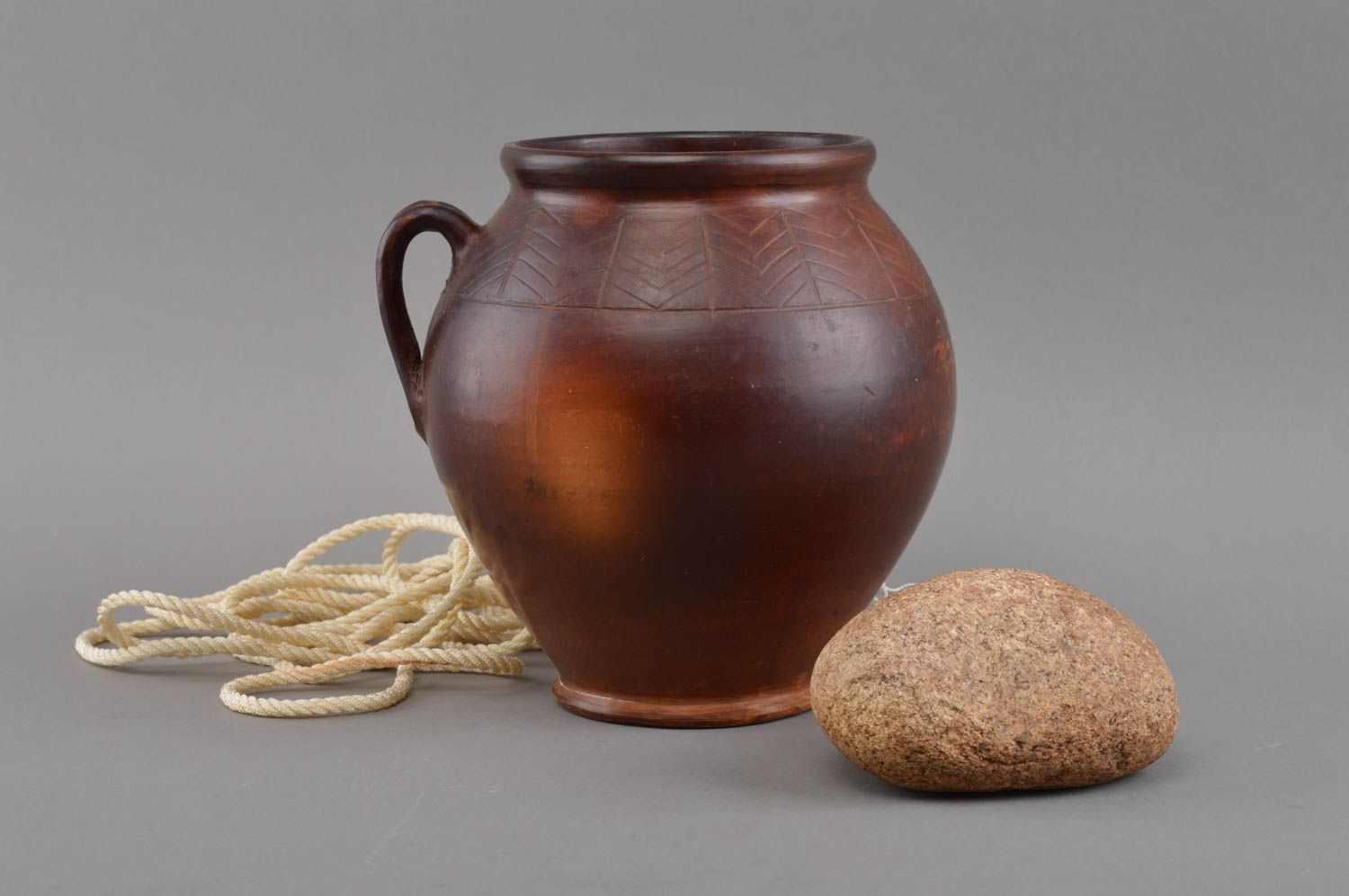 Grand pot à cuire céramique fait main écologique marron original joli 3 L photo 1