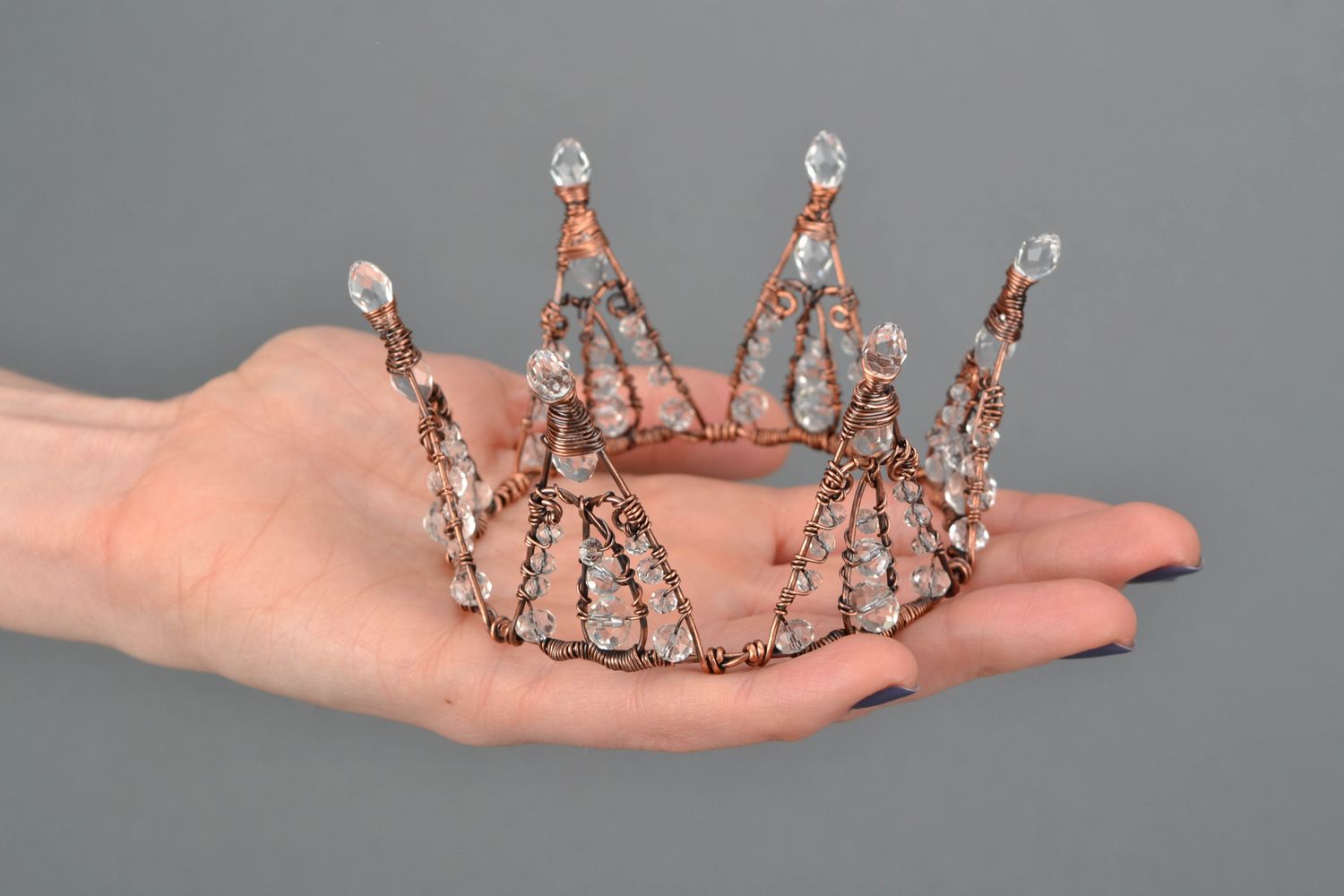 Wire wrap copper crown with crystal photo 2