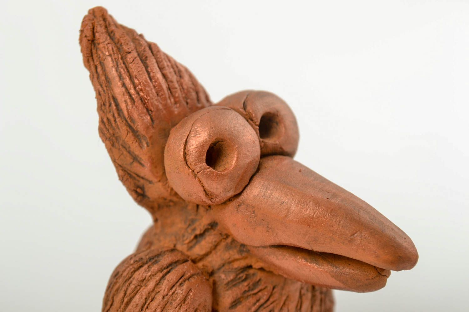 Statuette décorative Figurine fait main en argile oiseau Déco maison originale photo 5