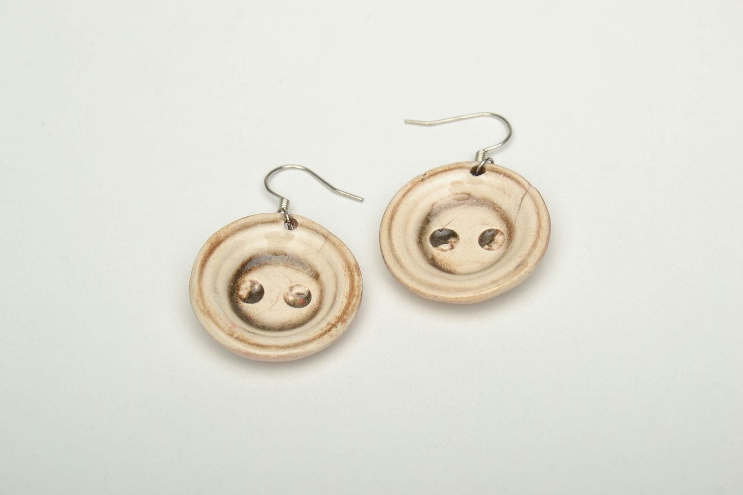 Ceramic earrings painted with enamels Buttons photo 2