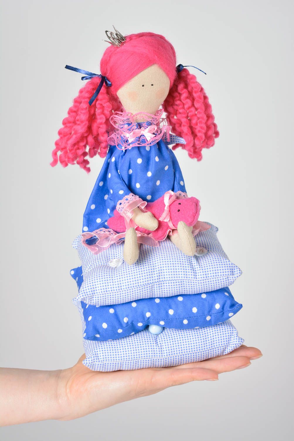 Decorative fabric doll handmade stuffed toy present for baby nursery decor photo 3