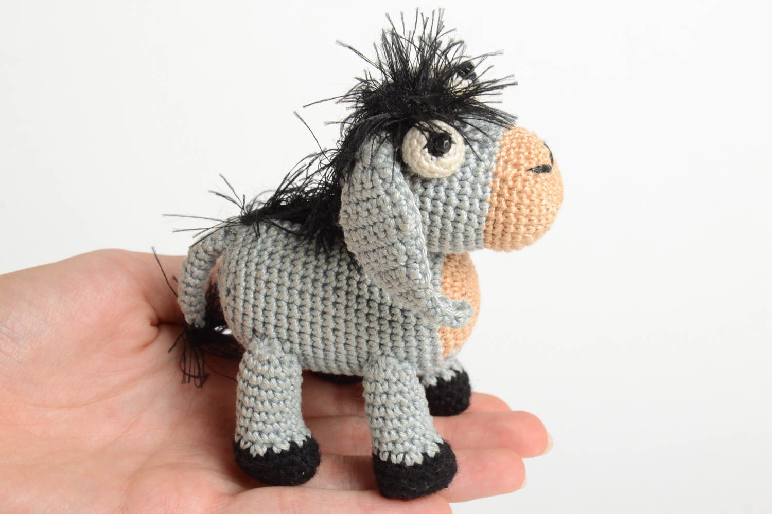 Handmade children toy designer crocheted donkey doll unique present for children photo 5