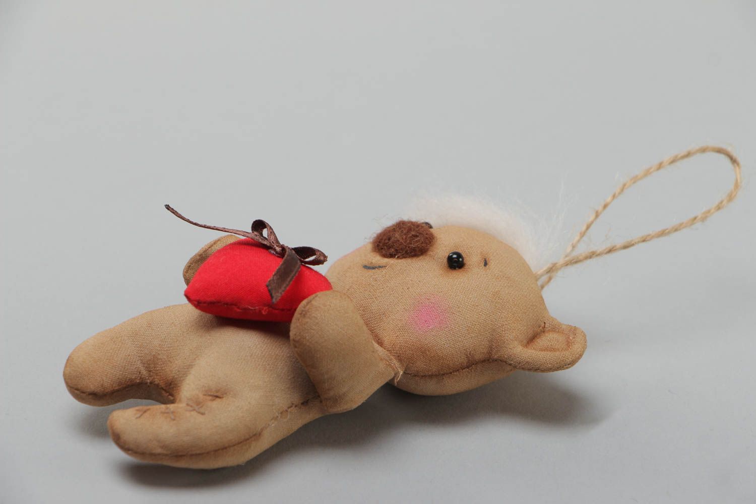 Мягкая кукла кофейная игрушка ручной работы в виде мишки фото 3