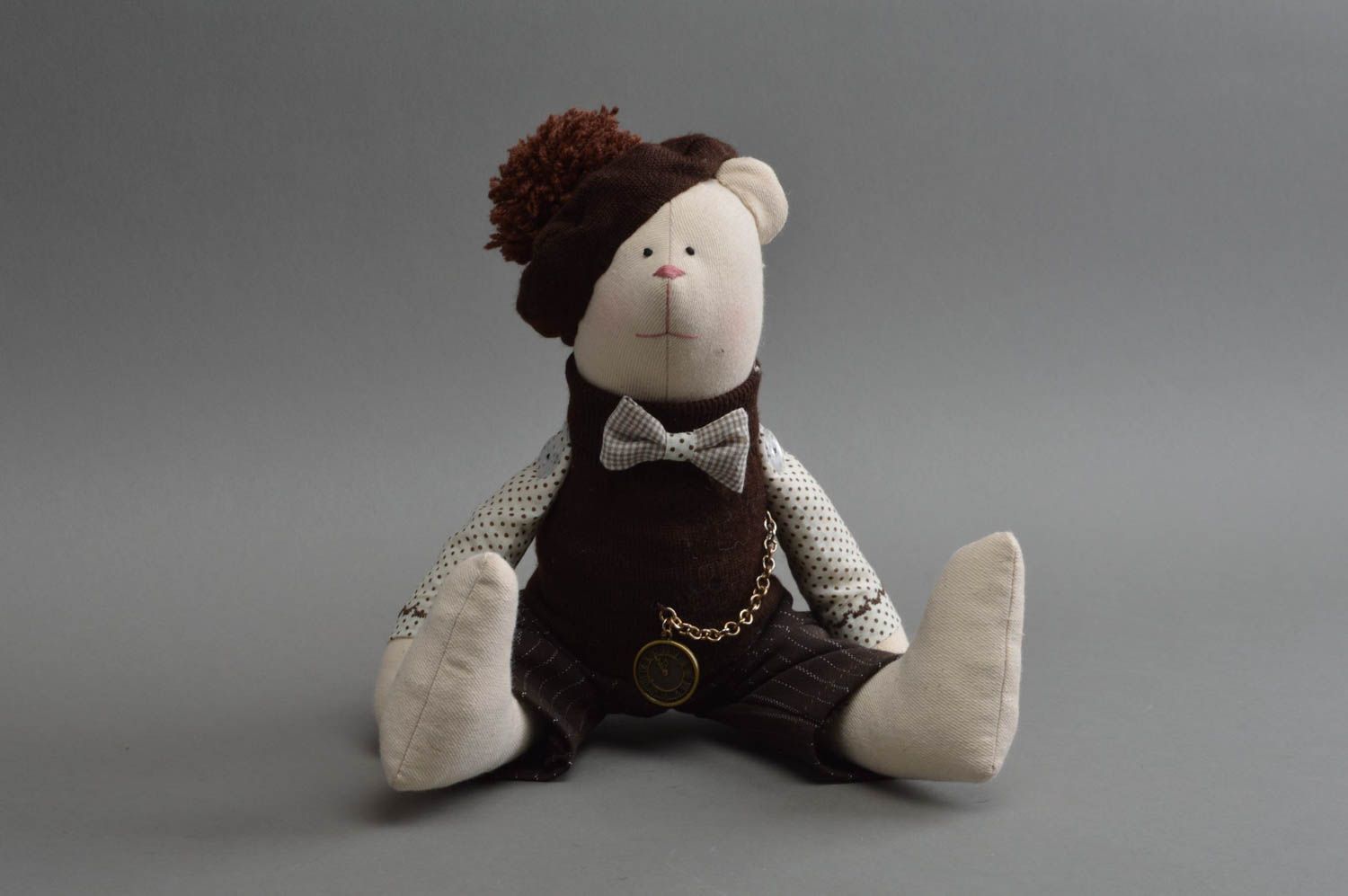 Peluche ours fait main Jouet pour enfant Cadeau original en tissus belle photo 4