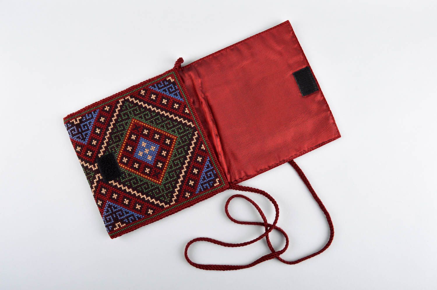 Сумка ручной работы сумка через плечо текстильная сумка вышитая крестиком этно фото 4