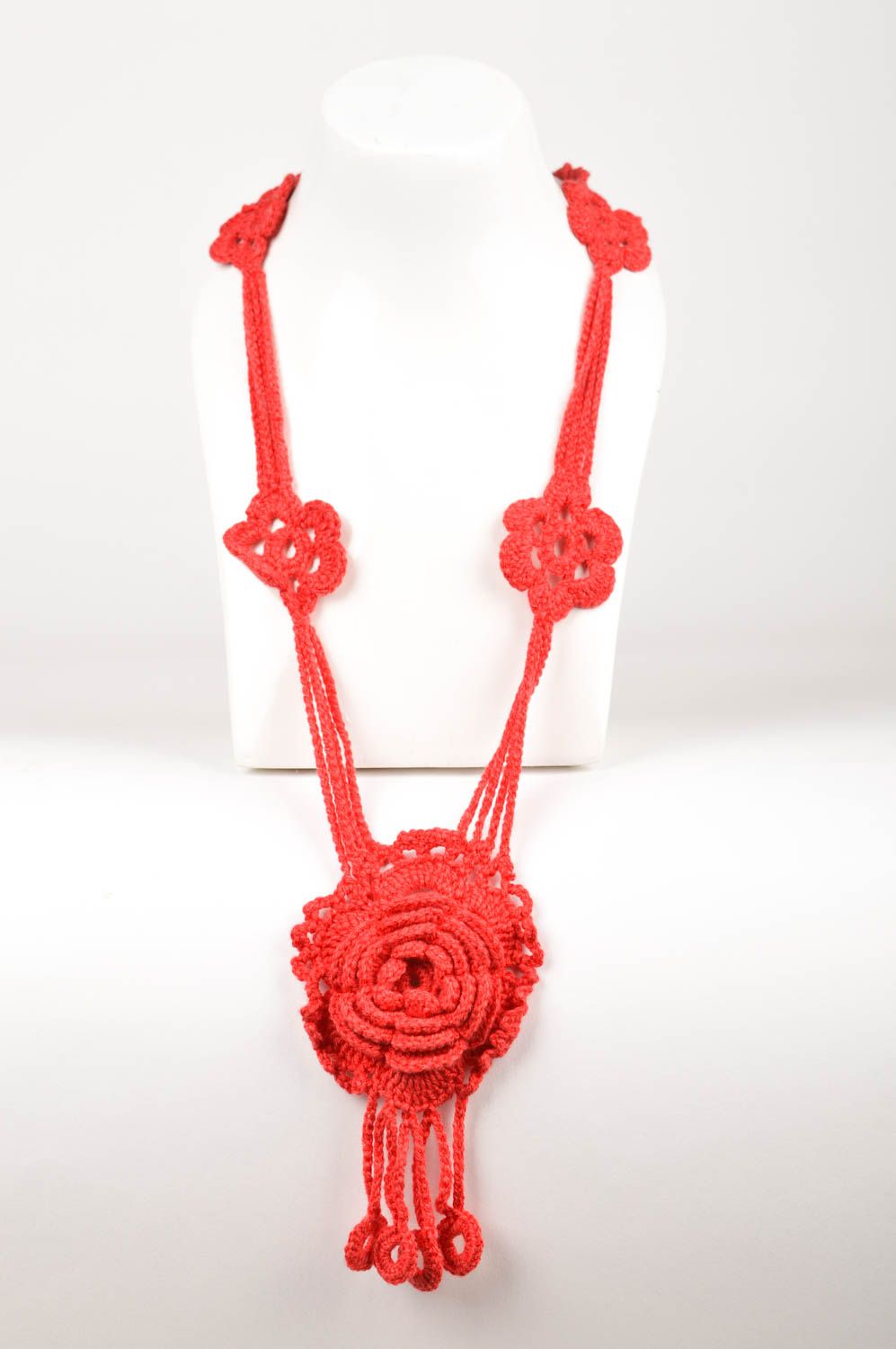 Damen Collier handmade Modeschmuck Halskette Accessoire für Frauen in Rot  foto 1