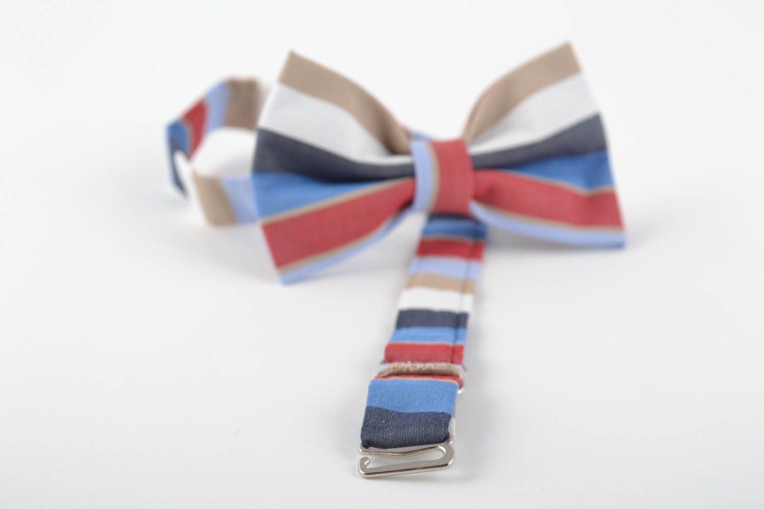 Unusual stylish handmade children's striped fabric bow tie photo 4