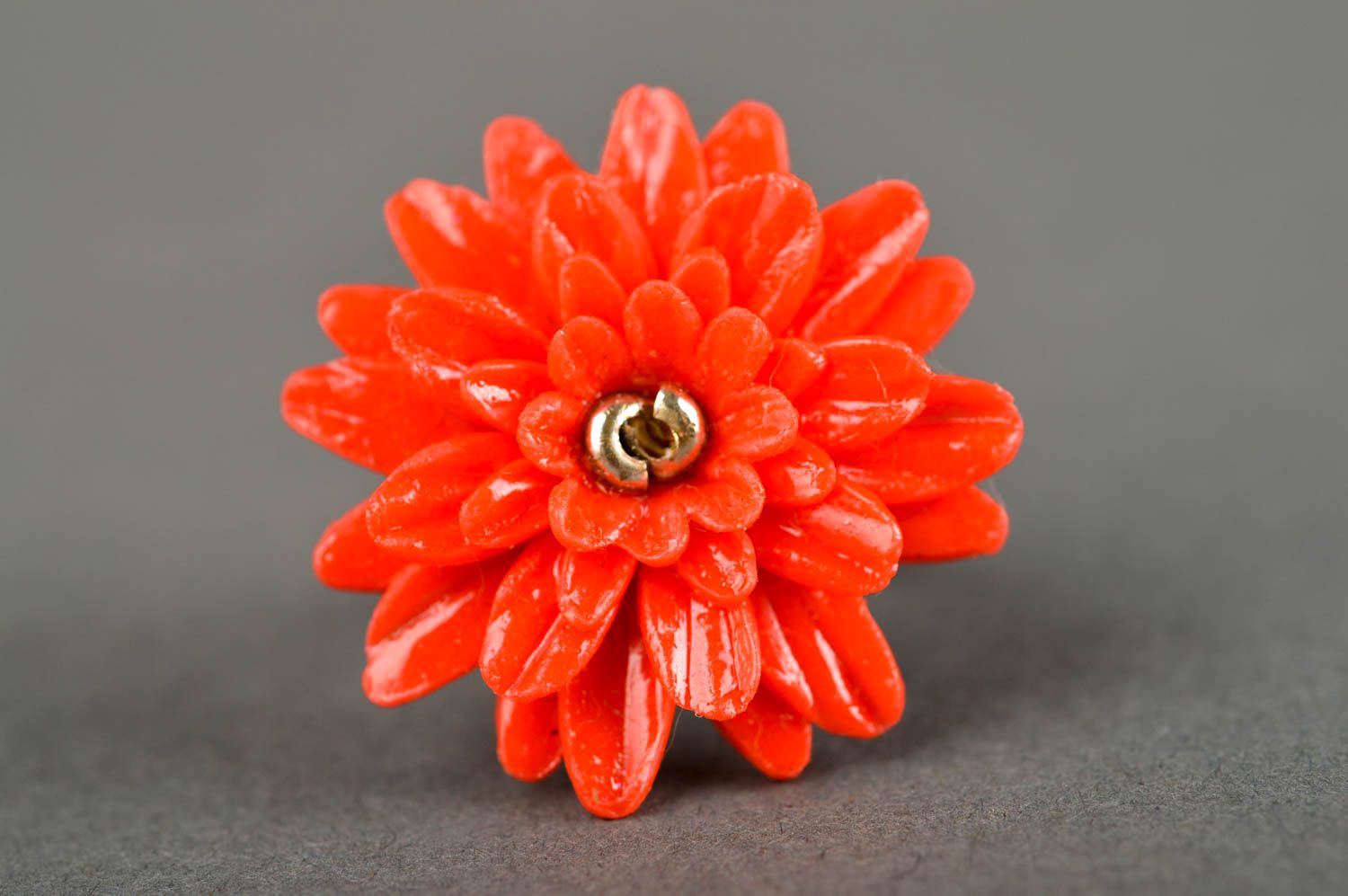 Bague fleur Bijou fait main orange pâte polymère taille réglable Cadeau femme photo 4