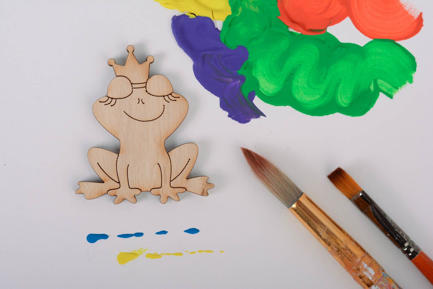 Motif en bois à décorer avec aimant Princesse grenouille fait main photo 1