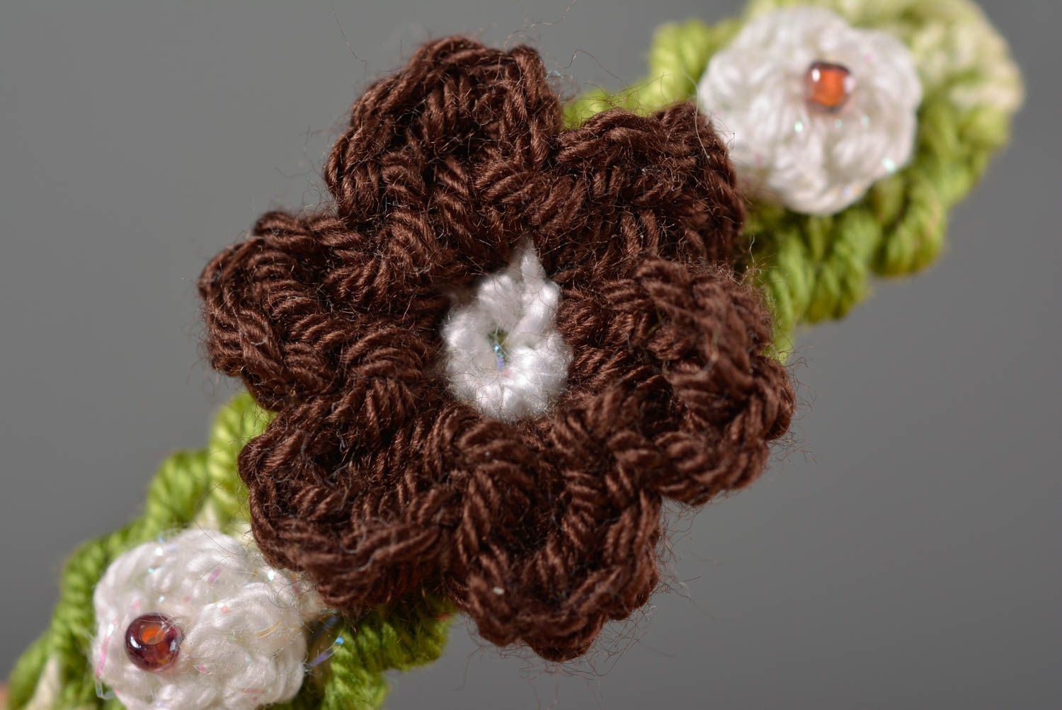 Unuusal handmade crochet flower barrette hair clip designer hair accessories photo 2