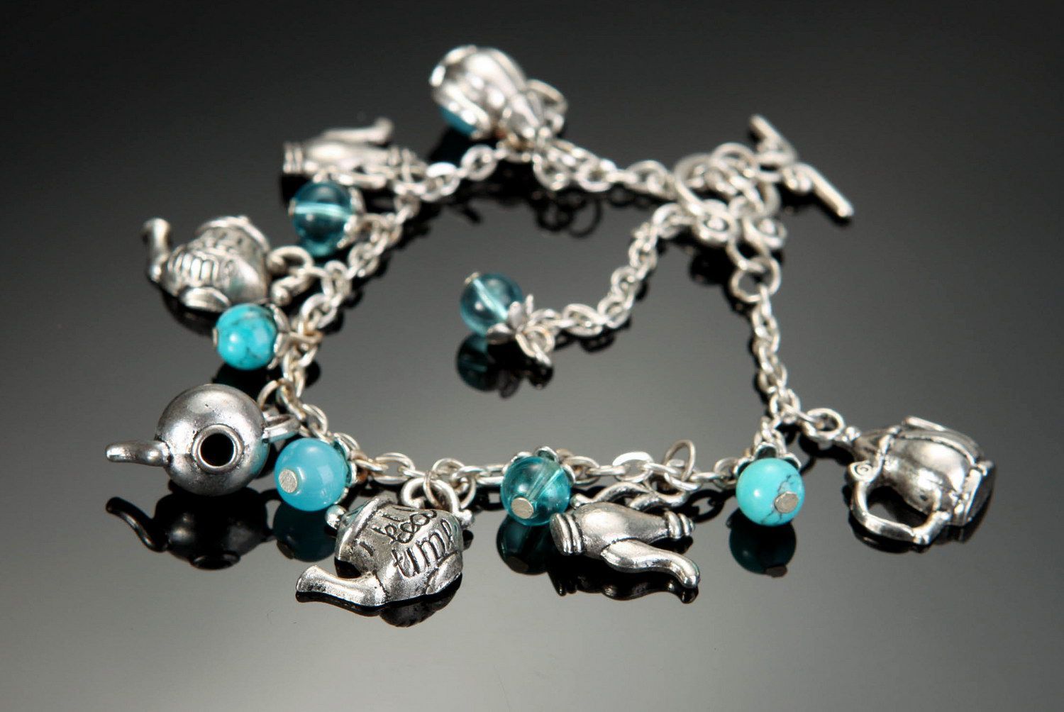 Steel bracelet with turquoise photo 1