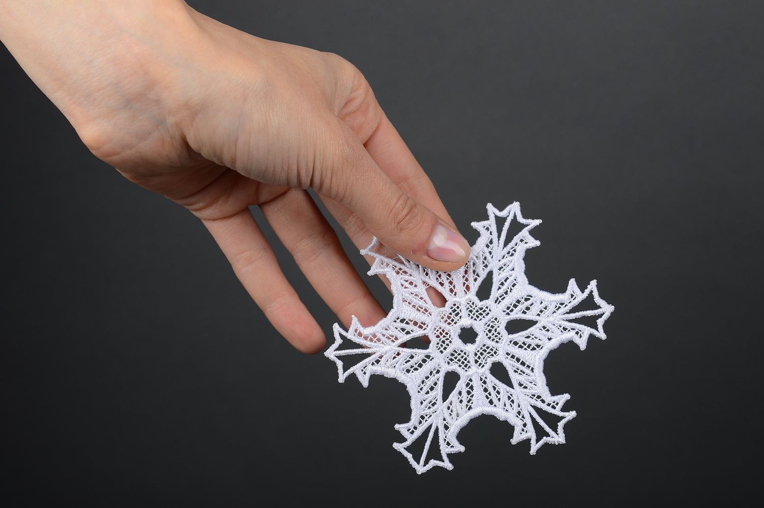 Игрушка на елку handmade декор для дома новогоднее украшение ажурная снежинка фото 2