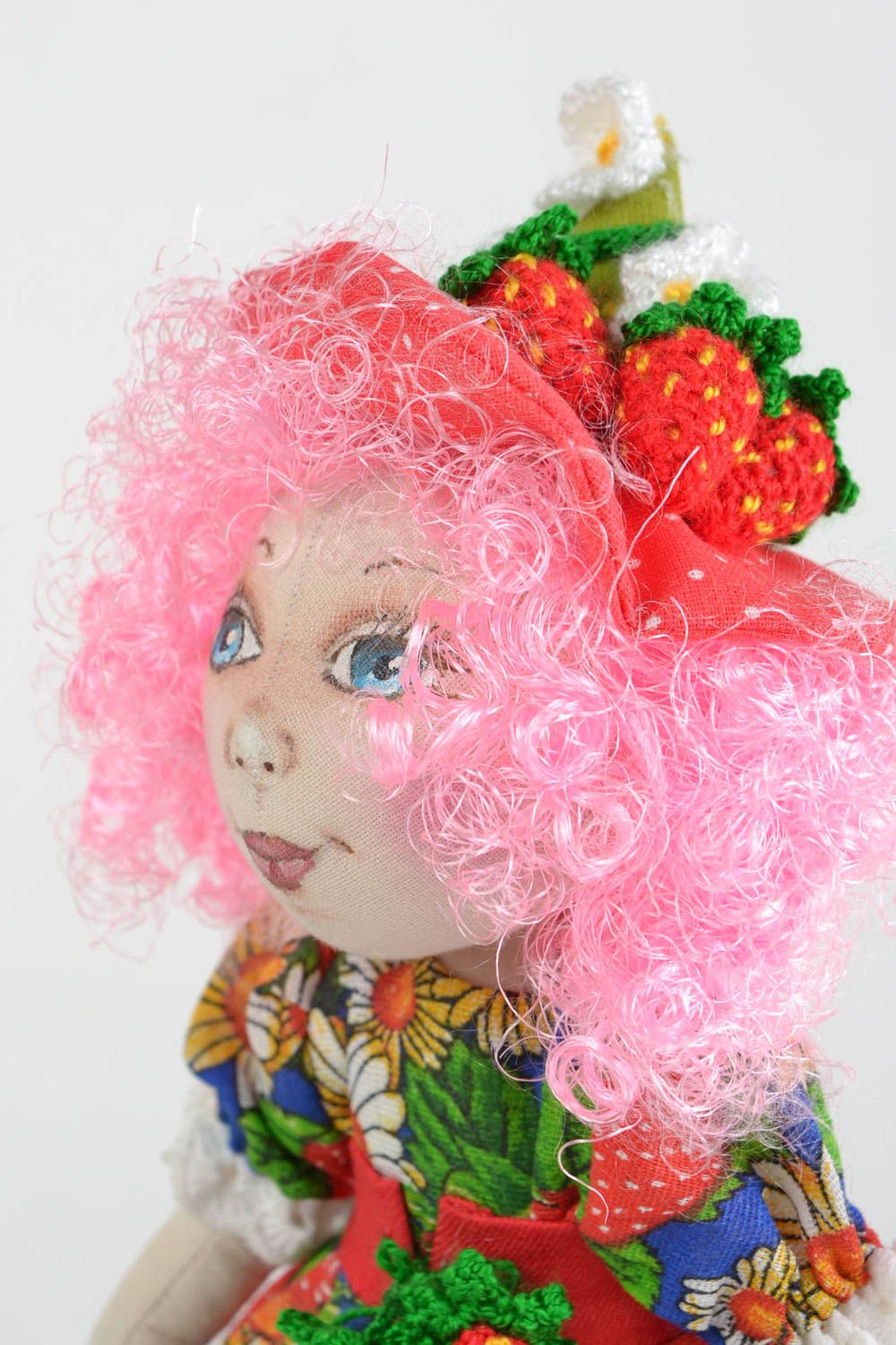 Beautiful handmade textile doll soft toy for children and interior Strawberry photo 4
