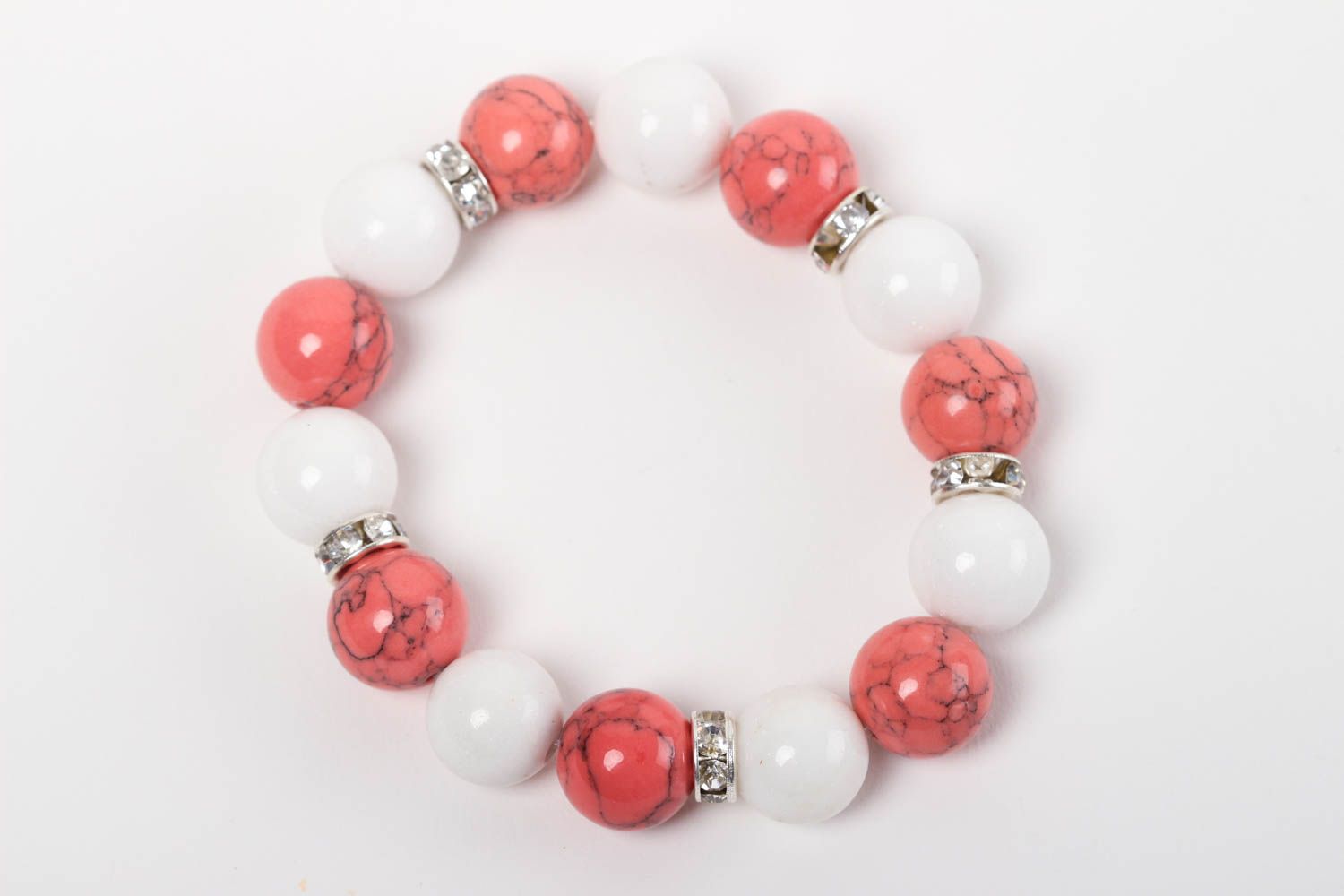White agate bracelet handmade jewelry with natural stones coral bracelet photo 2