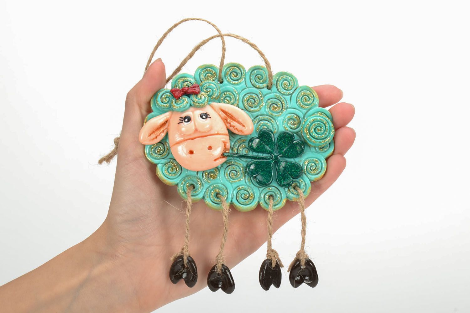 Interior pendant in the shape of sheep Good Luck photo 5