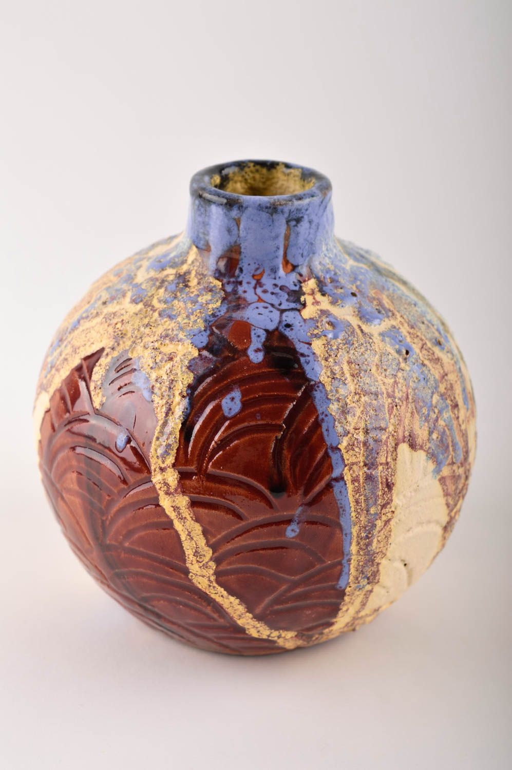 Ваза для декора ручной работы красивая ваза глиняная необычная декор для дома фото 2