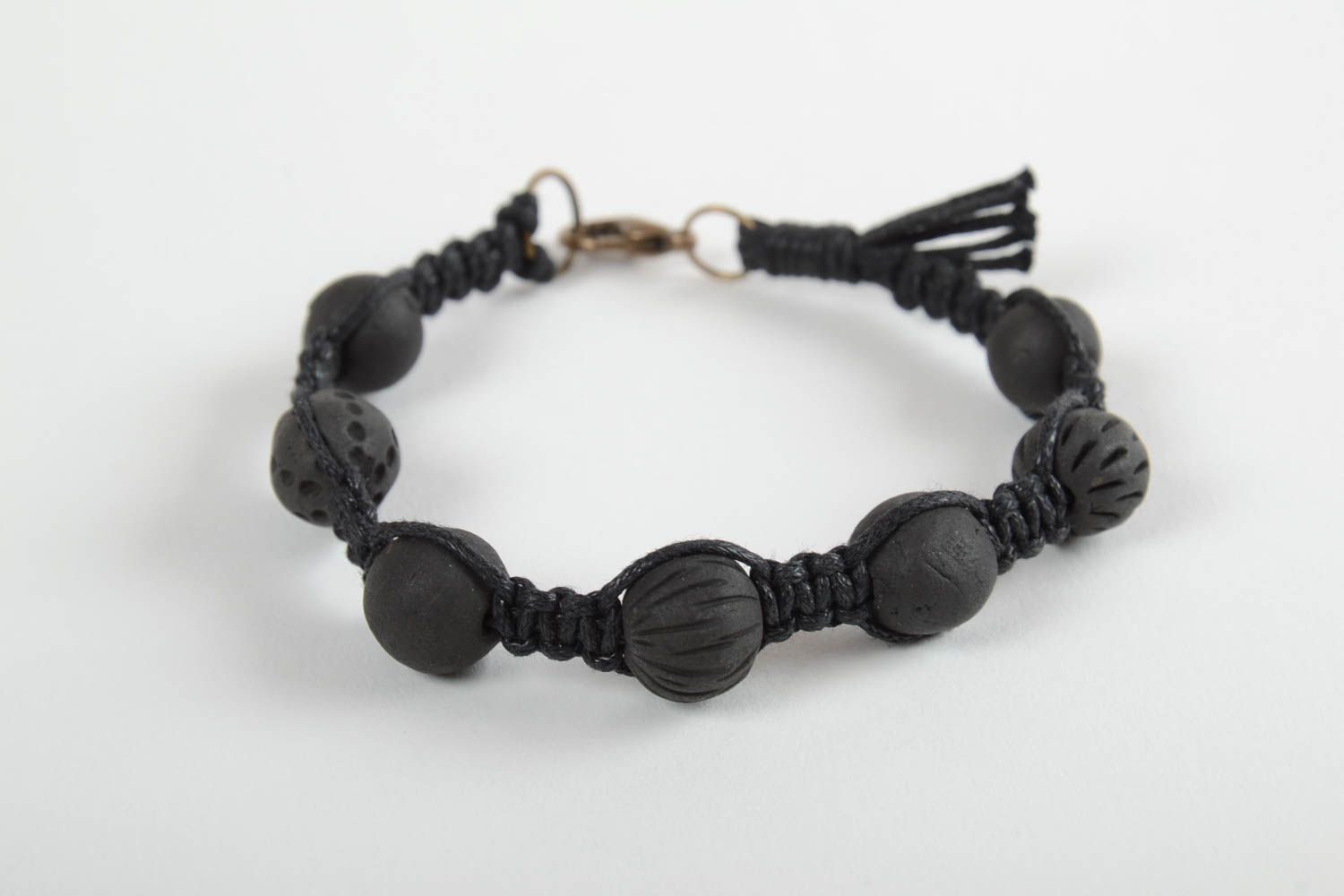 Beautiful handmade wax cord bracelet ceramic bead bracelet designer jewelry photo 1