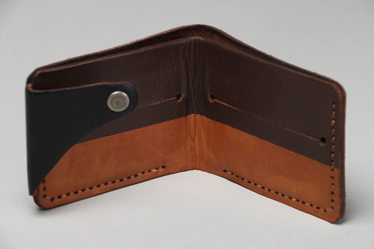 Braunes Portemonnaie aus Leder handmade foto 2