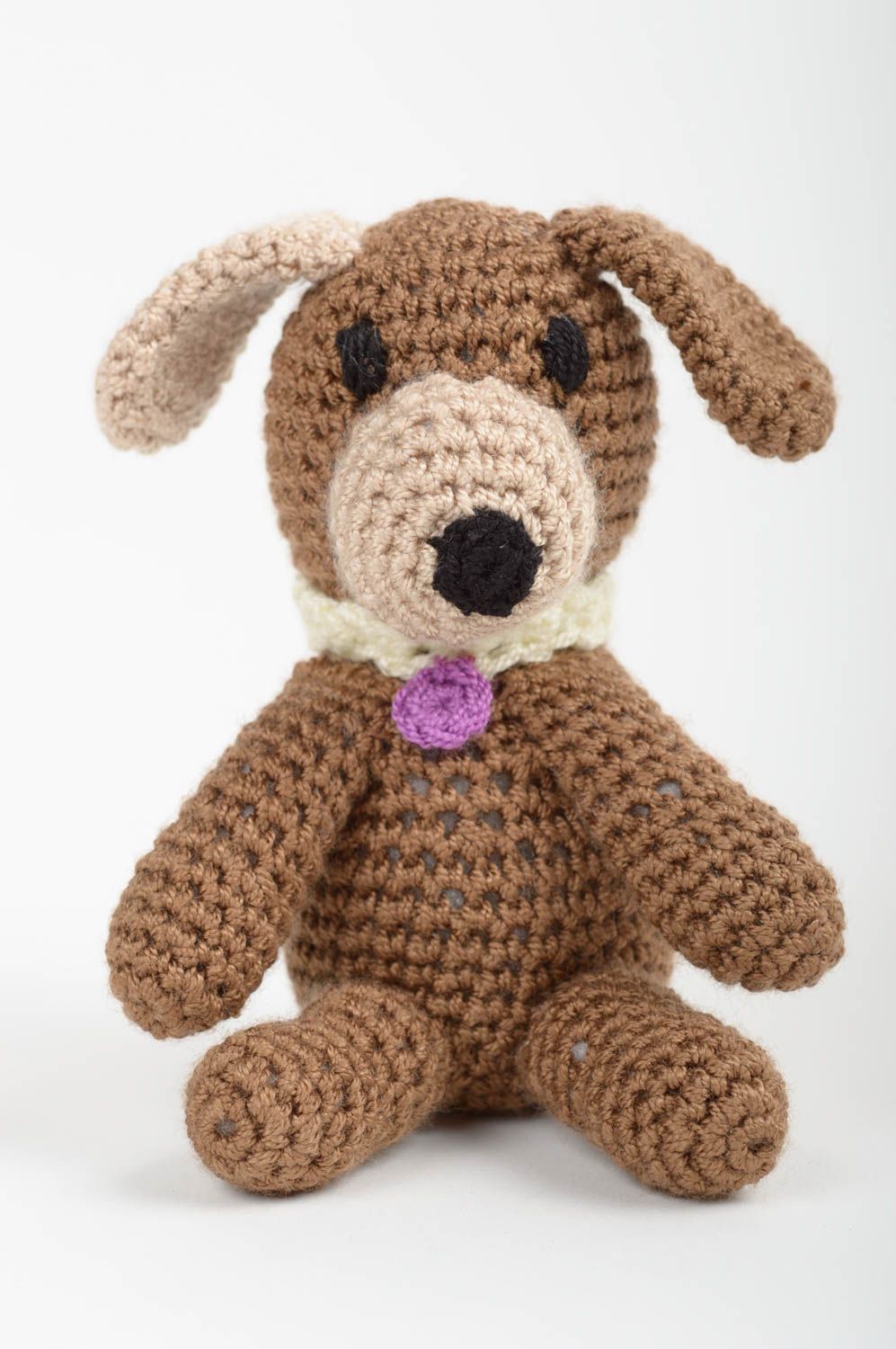 Peluche chien brun Peluche faite main tricotée au crochet Cadeau enfant photo 5