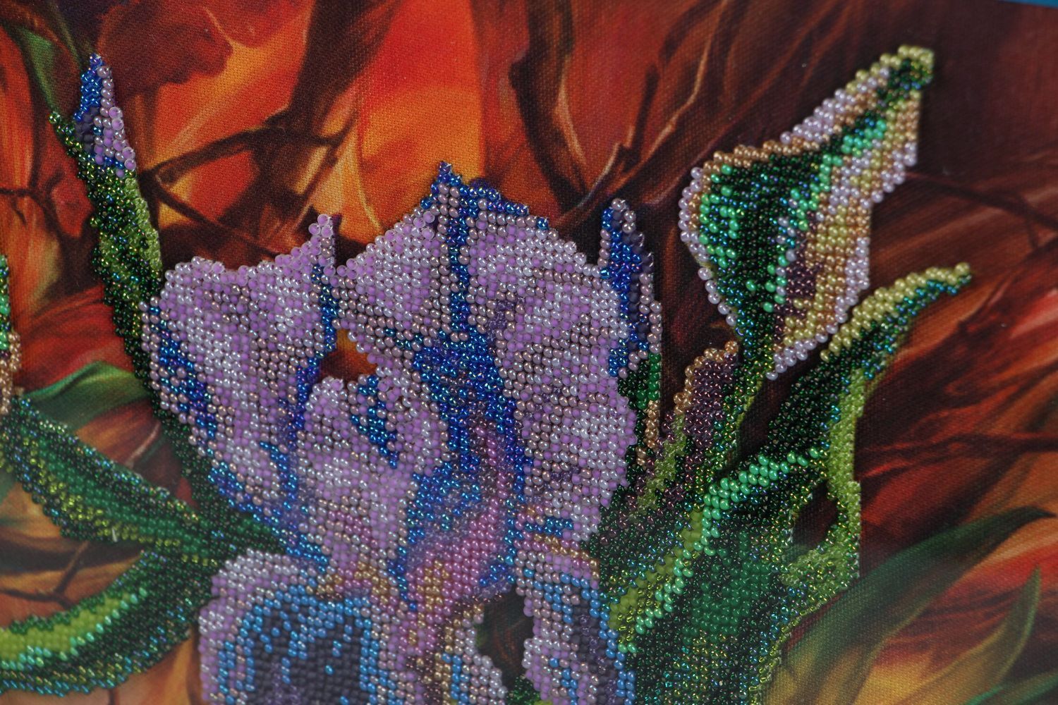 Picture embroidered with beads Iris photo 2