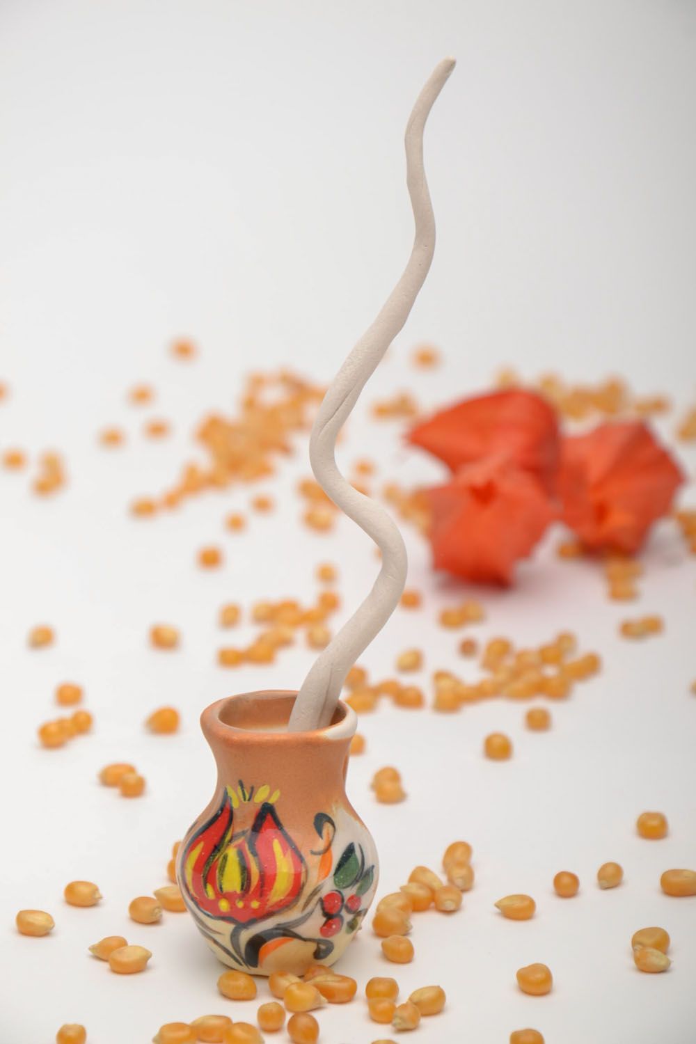 Pique pour pot de fleur en céramique peinte accessoire pour jardin et maison photo 1