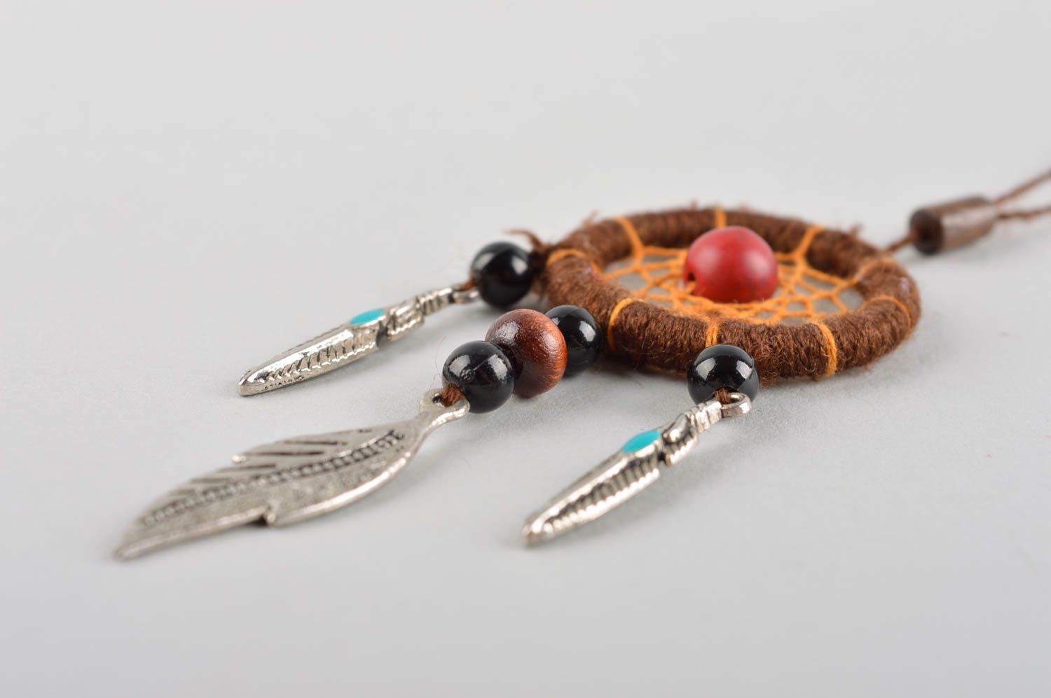 Кулон из перьев украшение ручной работы подвеска из перьев ожерелье с перьями  фото 5