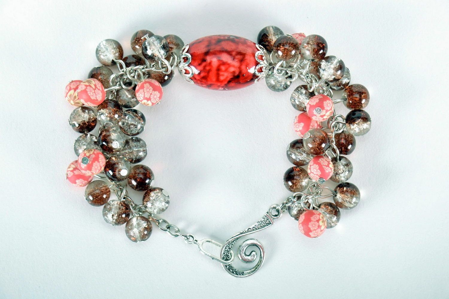 Bracelet made from glass beads and artificial stone photo 2