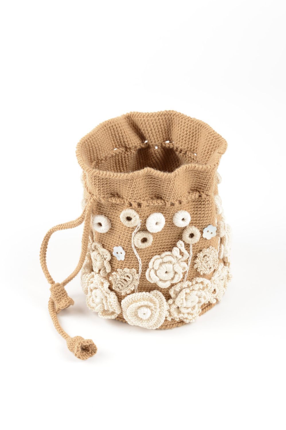 Handmade crocheted beautician designer bag for cosmetics unusual beautician photo 4