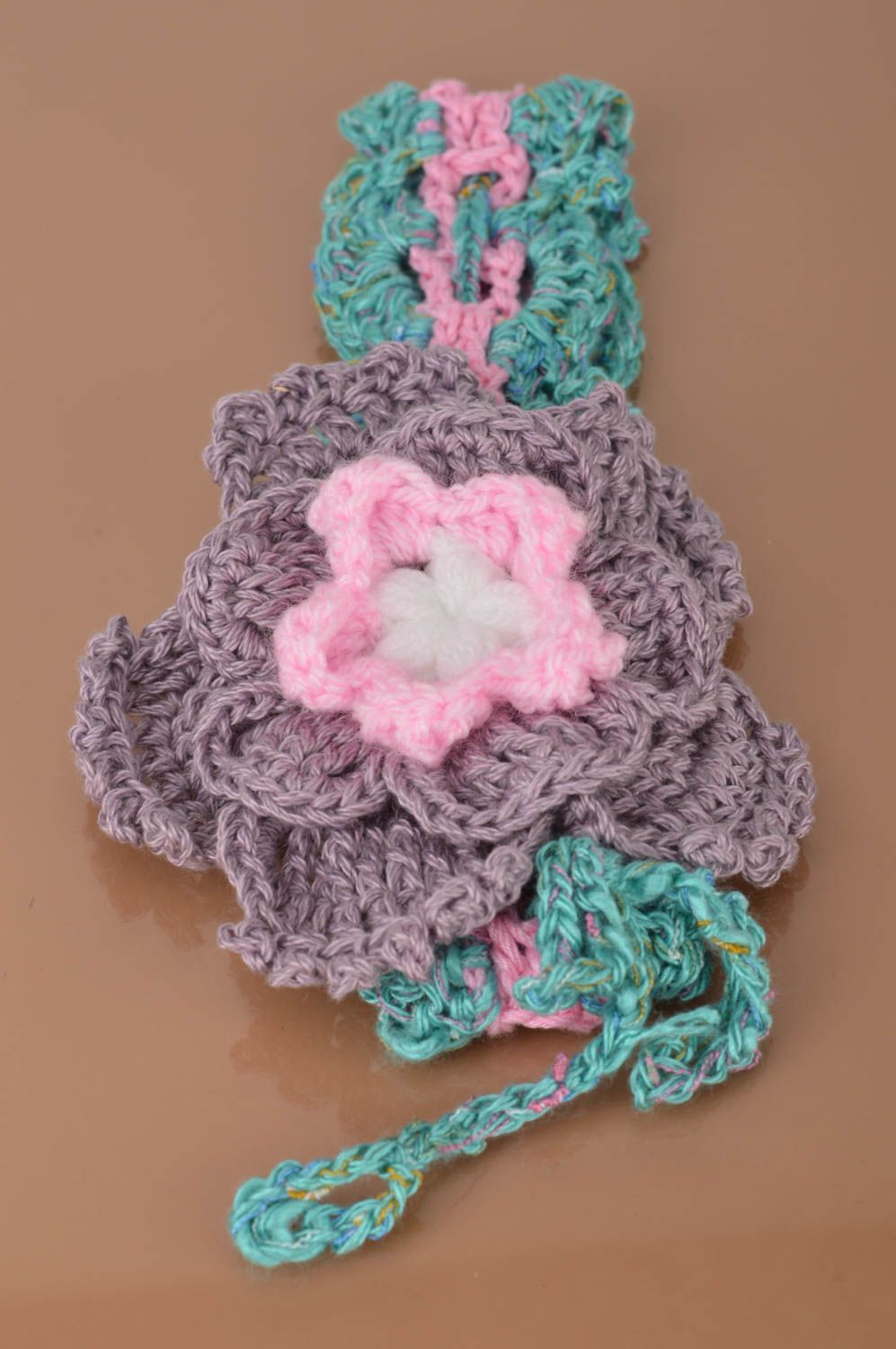 Haarband mit Blumen handgemachter Schmuck Accessoires für Haare rosa lila schön foto 5