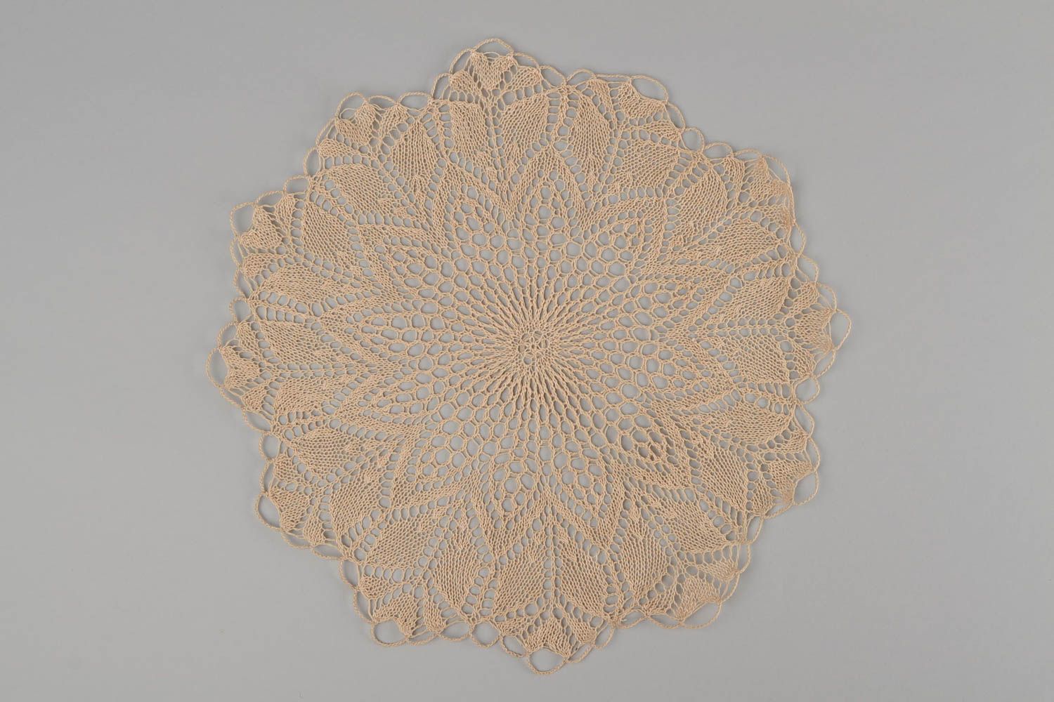 Designer crocheted napkin handmade lace round tablecloth unique interior decor photo 3