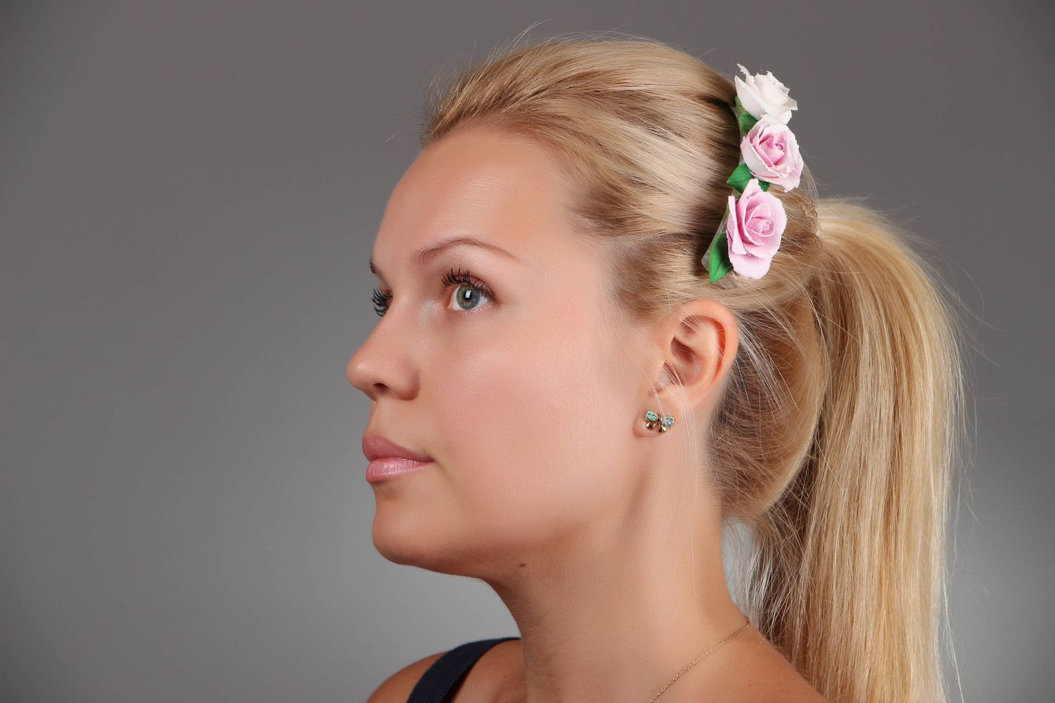 Peigne décoratif cheveux avec roses fait main photo 5