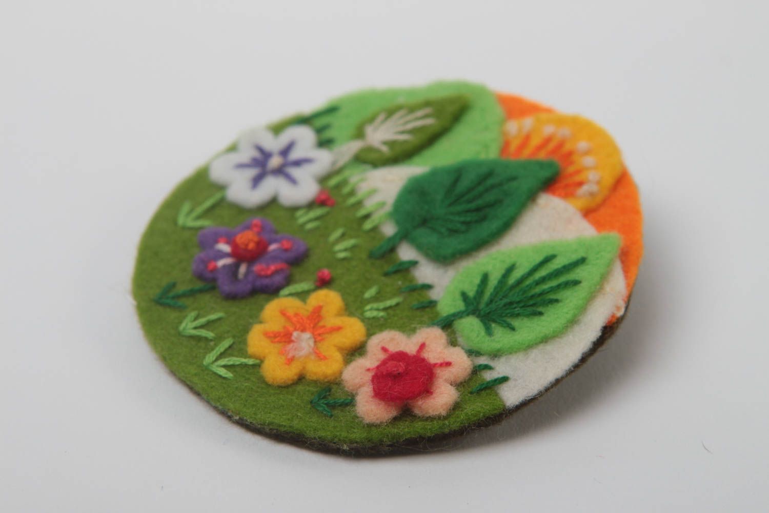 Handmade designer brooch stylish summer accessory embroidered brooch gift photo 3