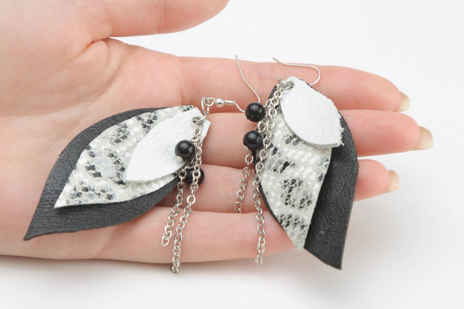 Natural leather earrings photo 5