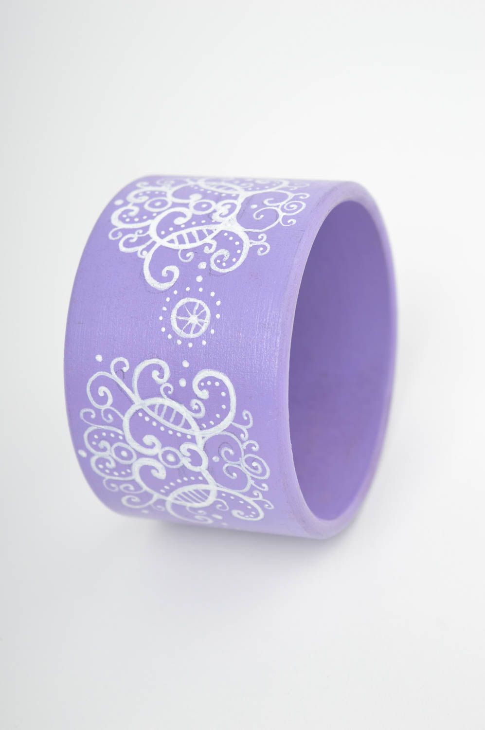 Lilac painted bracelet handmade wrist bracelet wooden accessories women jewelry  photo 8
