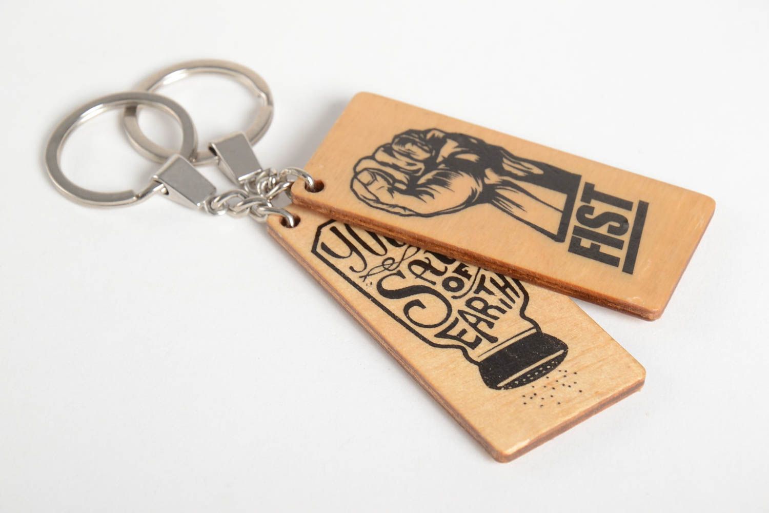 Handmade designer accessories wooden gifts wooden keychains 2 key rings  photo 4