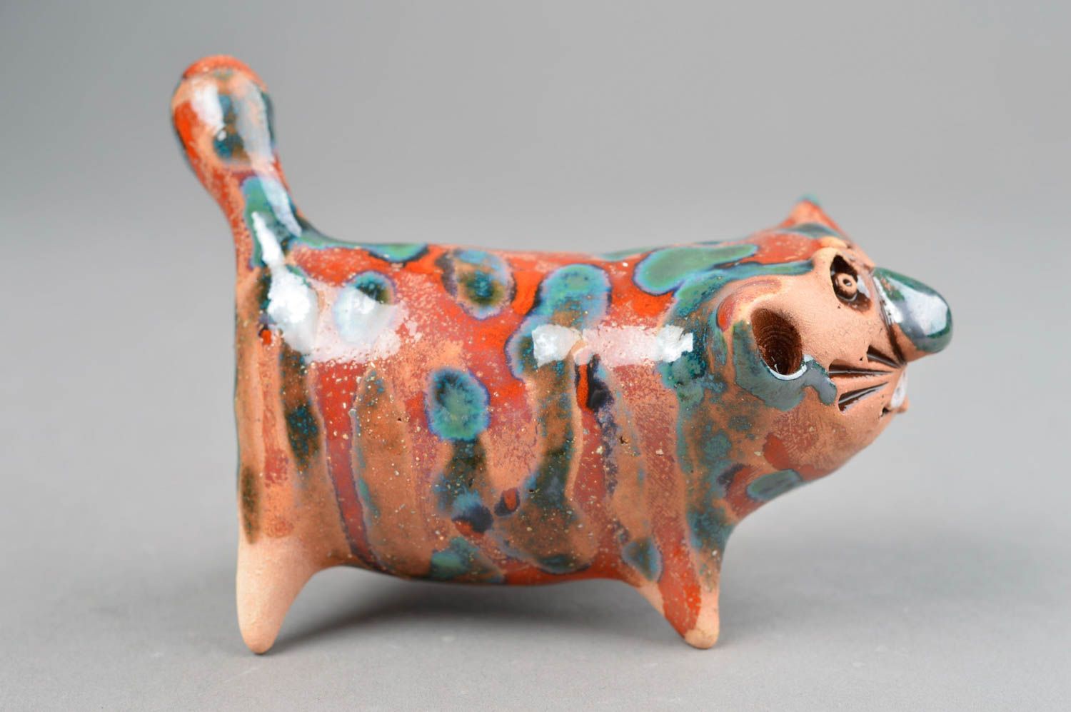 Figura artesanal de arcilla en forma de gato decoración de hogar regalo original foto 4