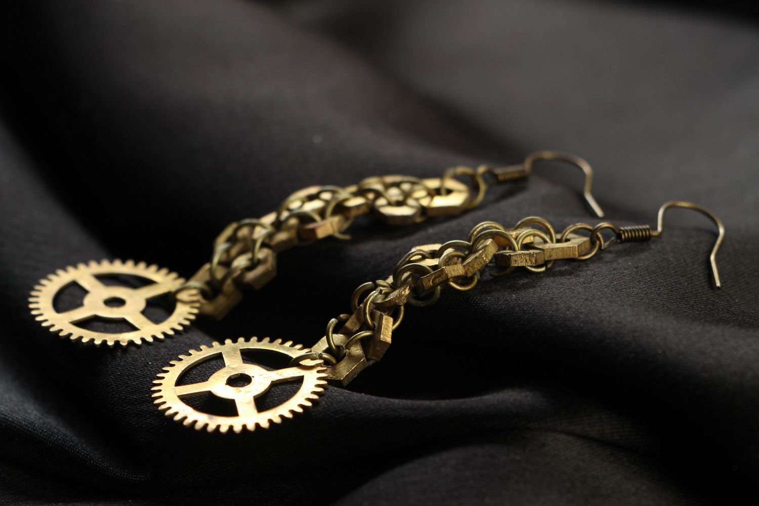 Handmade metal earrings in steampunk style photo 2