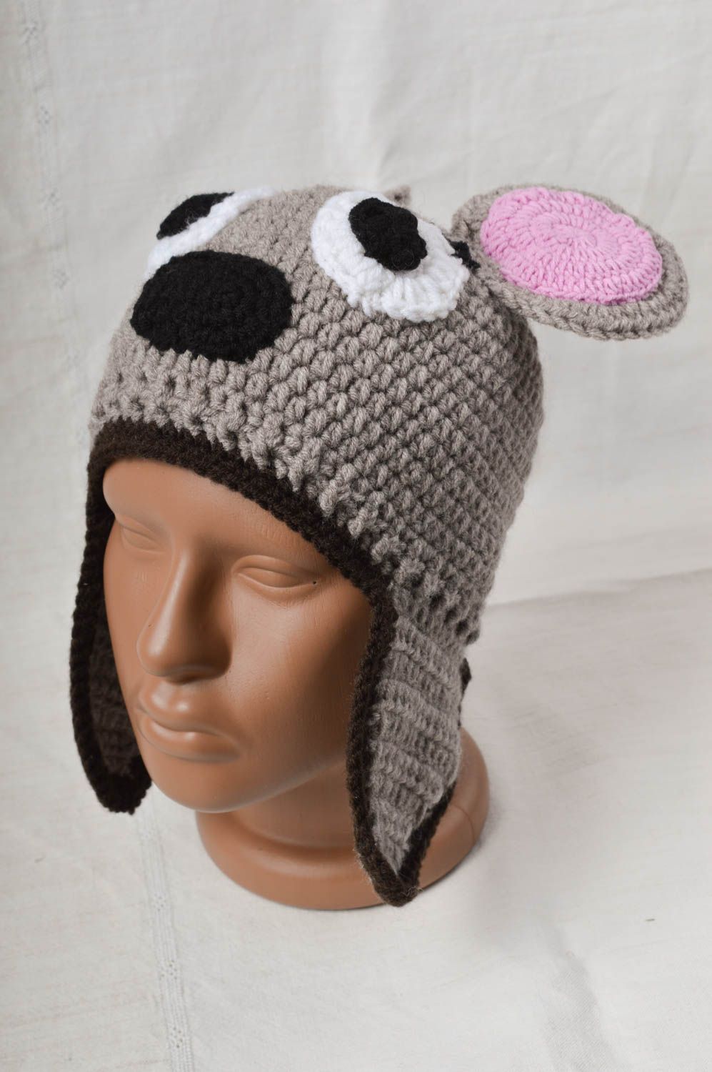 Bonnet tricot Chapeau fait main design sympa de créateur Vêtement enfant Souris photo 1