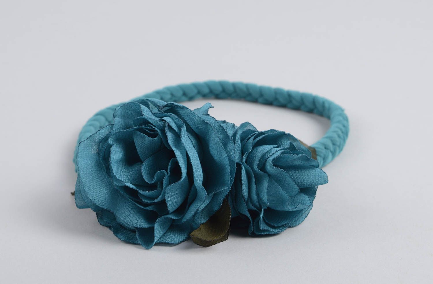 Haarschmuck Blüte handgefertigt Haarband mit Blume Haar Accessoire türkisblau foto 1