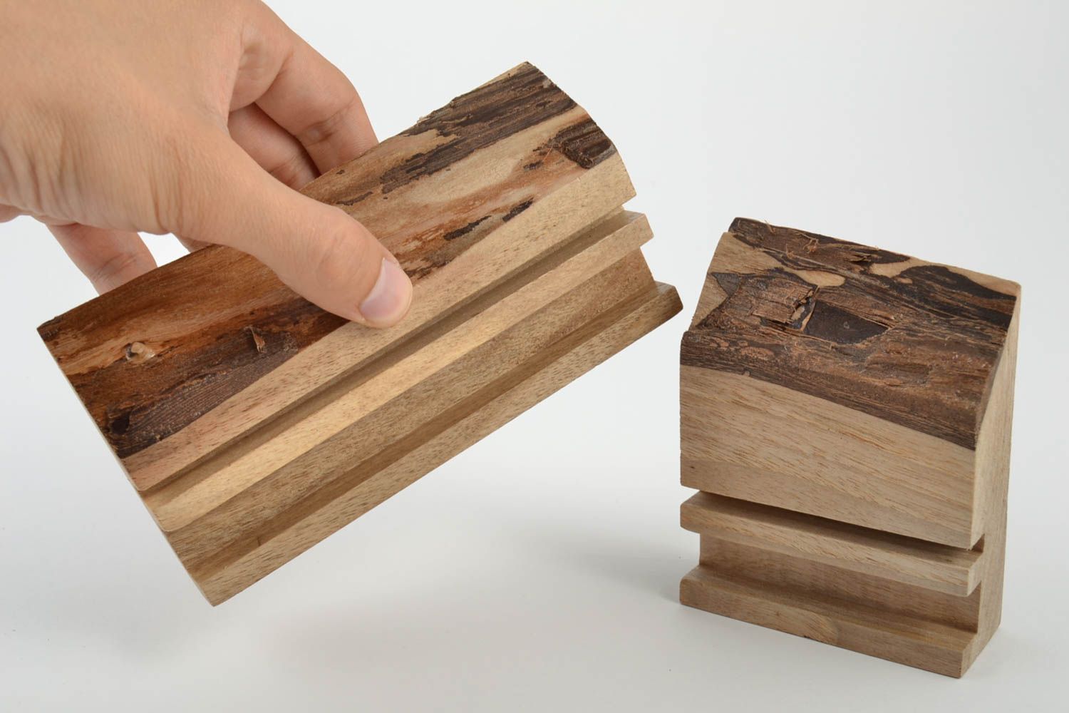 Stilvolle handmade Holz Ständer für Handy und Tablet PC 2 Stück öko rein foto 5