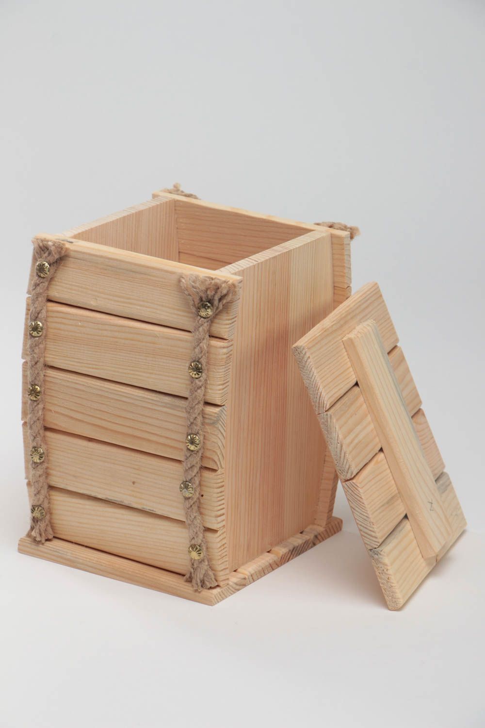 Boîte en bois brut faite main pour serviettage et coloration décoration photo 2