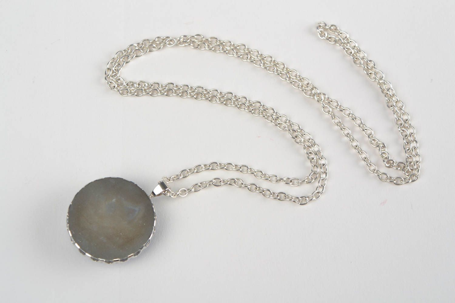 Beautiful handmade designer glass pendant on chain with lens image photo 4